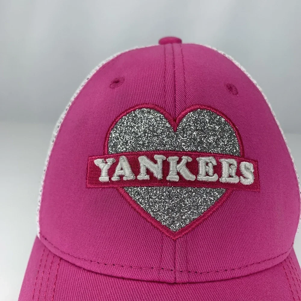 New York Yankees NY Hat YOUTH Sparkle Heart '47 Snapback Mesh MLB Baseball Cap